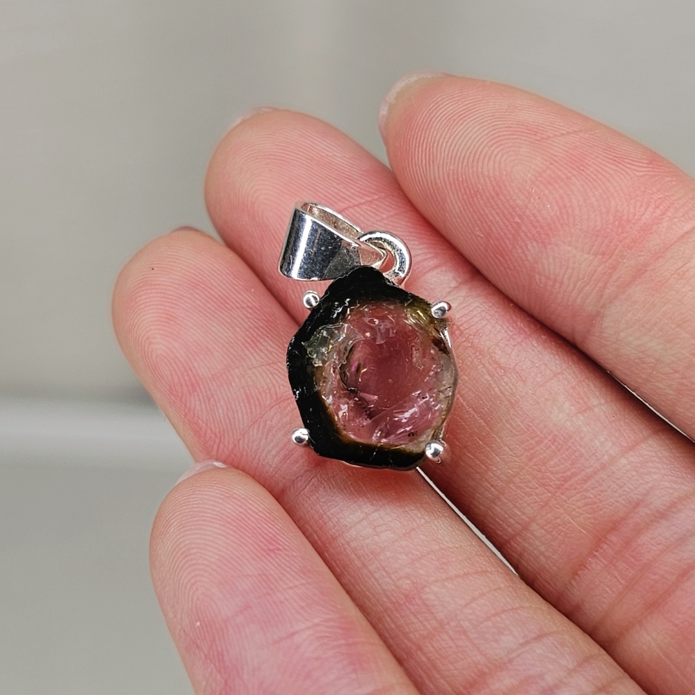 Real Tourmaline Pendant Watermelon Tourmaline Pendant
